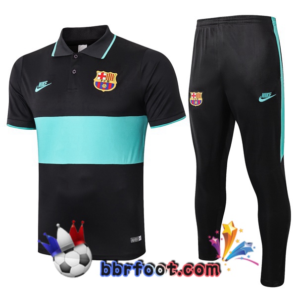 Polo Foot FC Barcelone + Pantalon Noir Vert 19/20