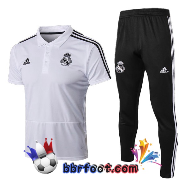 Polo Foot Real Madrid + Pantalon Blanc 19/20