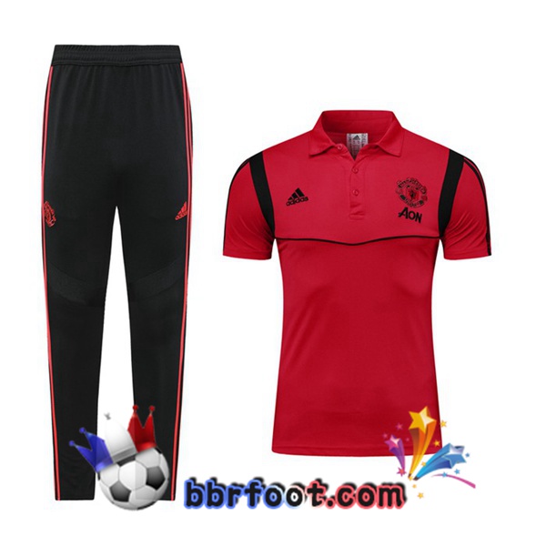 Polo Foot Manchester United + Pantalon Rouge Noir 19/20