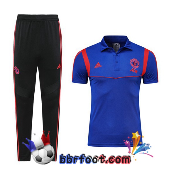 Polo Foot Manchester United + Pantalon Bleu 19/20