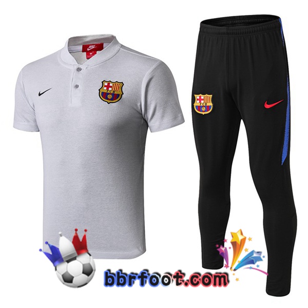 Polo Foot FC Barcelone + Pantalon Gris Clair 19/20