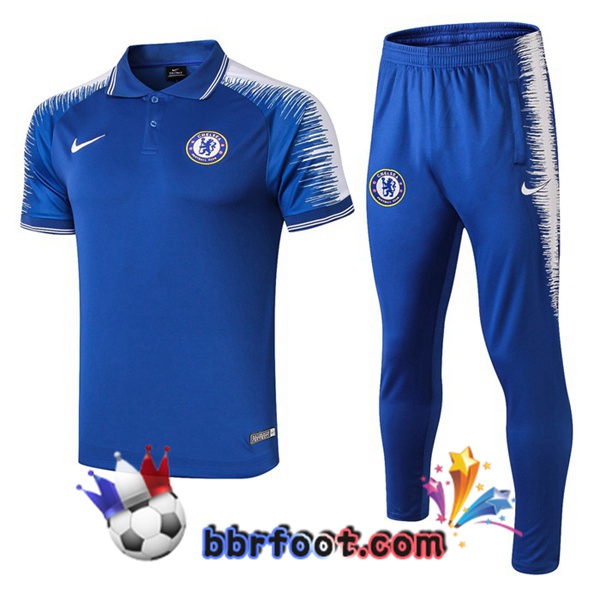Polo Foot FC Chelsea + Pantalon Bleu Blanc 19/20