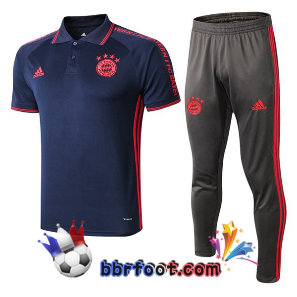 Polo Foot Bayern Munich + Pantalon Bleu Fonce 19/20