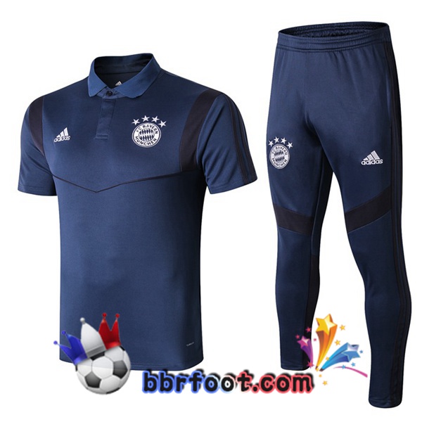 Polo Foot Bayern Munich + Pantalon Bleu Fonce 19/20