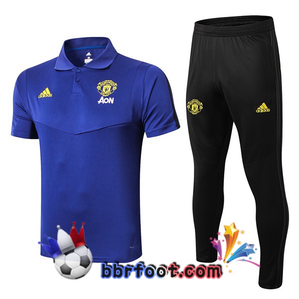 Polo Foot Manchester United + Pantalon Bleu 19/20