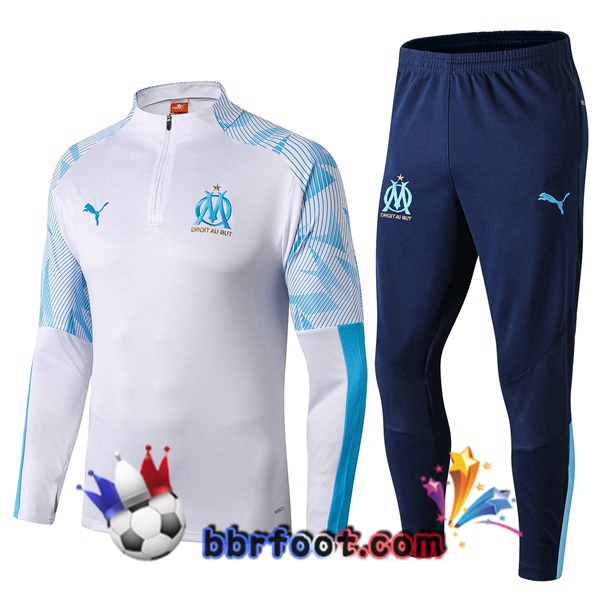 Survetement Foot Marseille OM Blanc Bleu 19/20