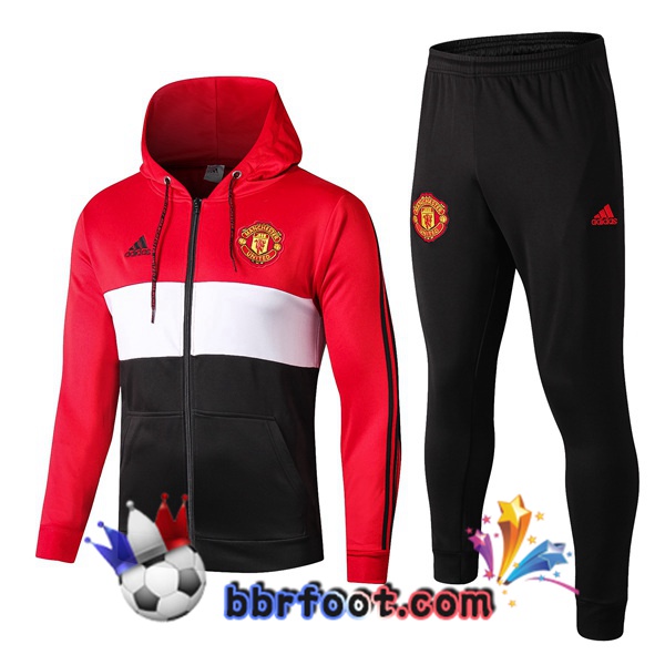 Capuche Survetement Foot Manchester United Rouge Noir 19/20