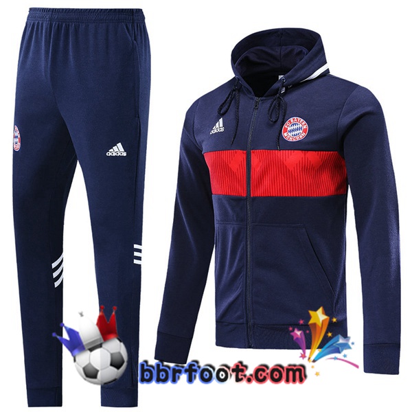 Capuche Survetement Foot Bayern Munich Bleu Fonce 19/20