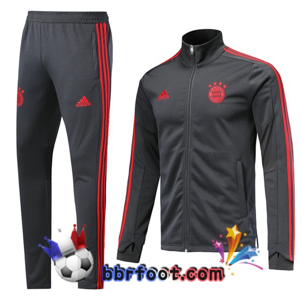 Veste Survetement Foot Bayern Munich Gris Fonce 19/20