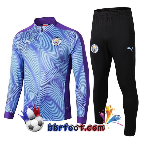Veste Survetement Foot Manchester City Bleu Pourpre 19/20