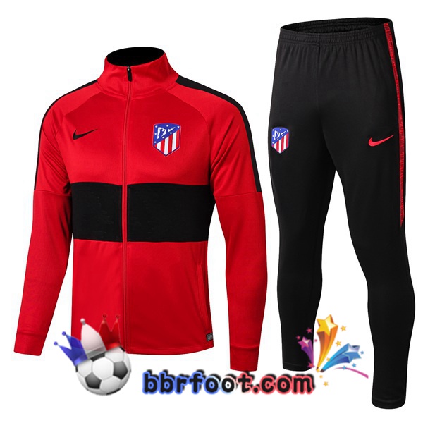 Veste Survetement Foot Atletico Madrid Rouge Noir 19/20