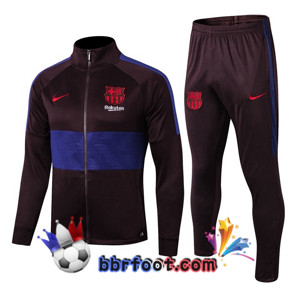 Veste Survetement Foot FC Barcelone Pourpre Bleu 19/20