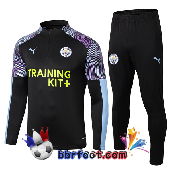 Survetement Foot Manchester City Noir Bleu 19/20