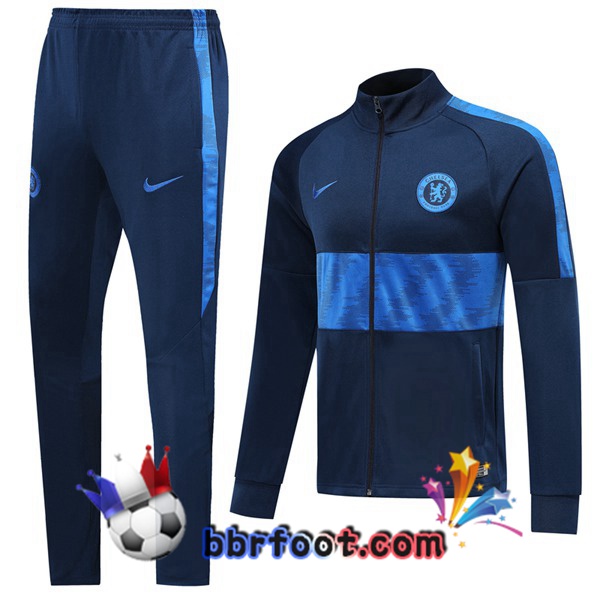 Veste Survetement Foot FC Chelsea Bleu Fonce 19/20