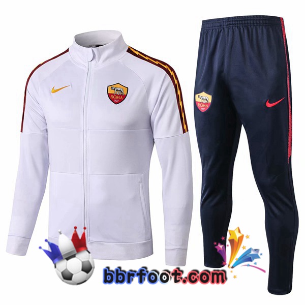 Veste Survetement Foot AS Roma Blanc 19/20