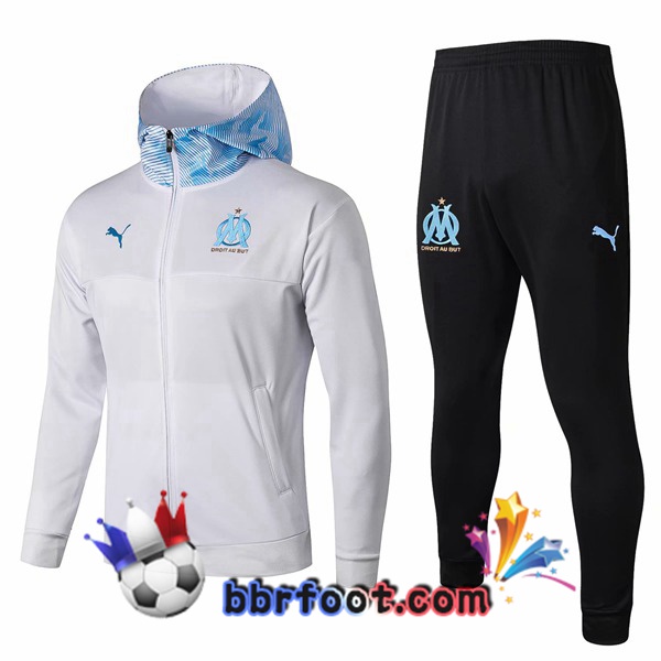 Capuche Survetement Foot Marseille OM Blanc 19/20