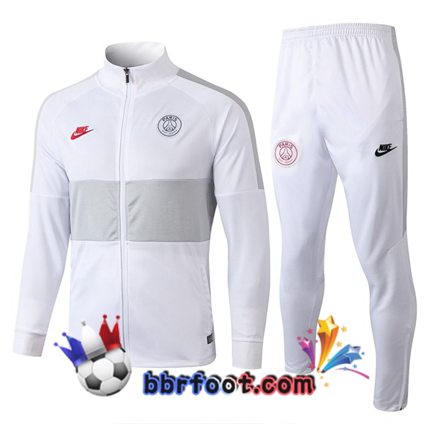 Veste Survetement Foot PSG NIKE Blanc 19/20