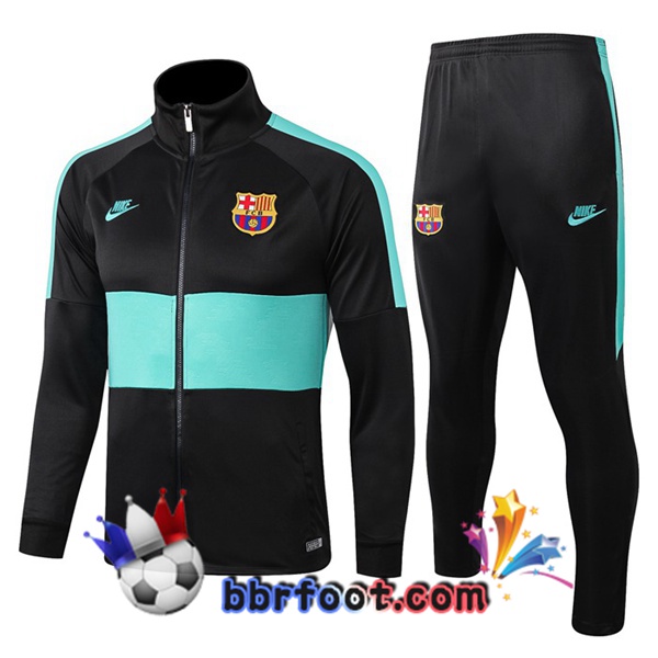 Veste Survetement Foot FC Barcelone Noir Vert 19/20