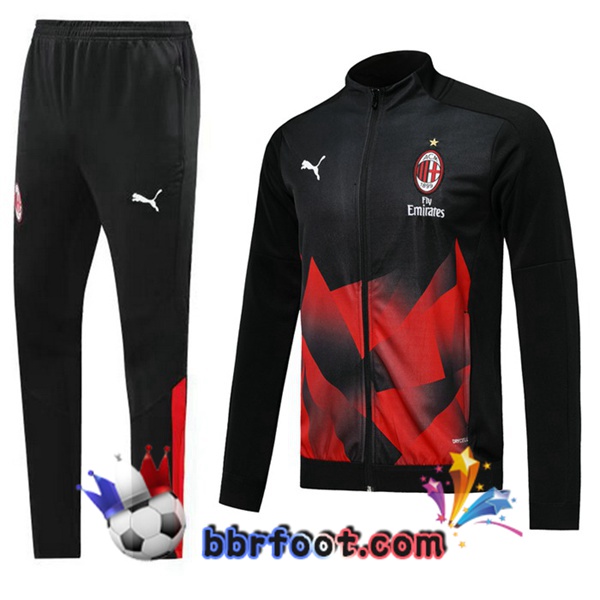 Veste Survetement Foot AC Milan Noir Rouge 19/20