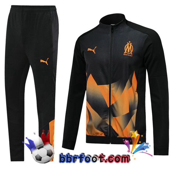Veste Survetement Foot Marseille OM Noir Jaune 19/20