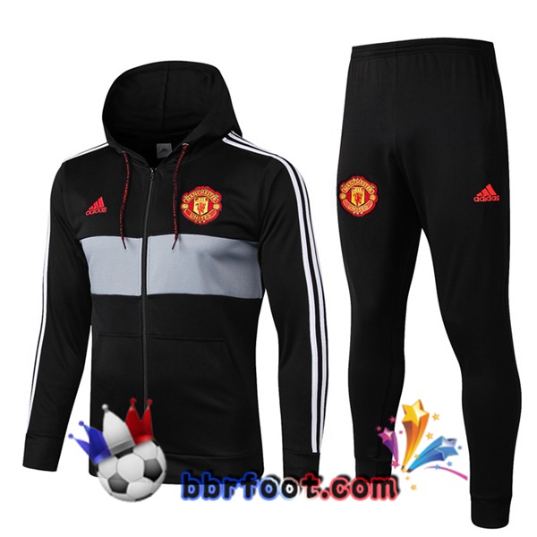 Capuche Survetement Foot Manchester United Noir Gris 19/20