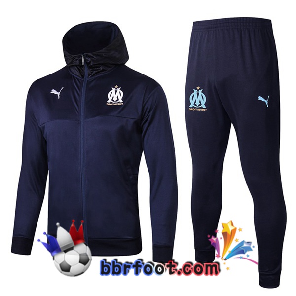 Capuche Survetement Foot Marseille OM Bleu Fonce 19/20