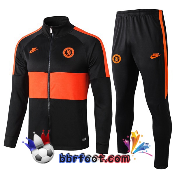 Veste Survetement Foot FC Chelsea Noir Orange 19/20