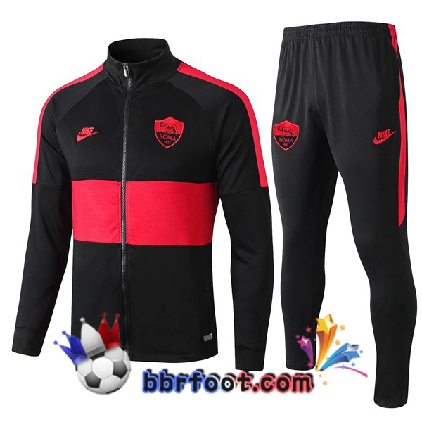 Veste Survetement Foot AS Roma Noir Rouge 19/20
