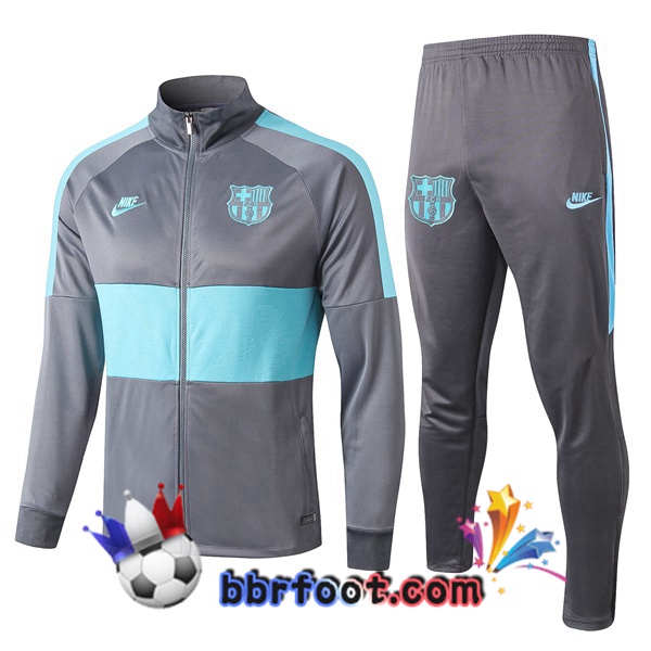 Veste Survetement Foot FC Barcelone Vert Gris Clair 19/20