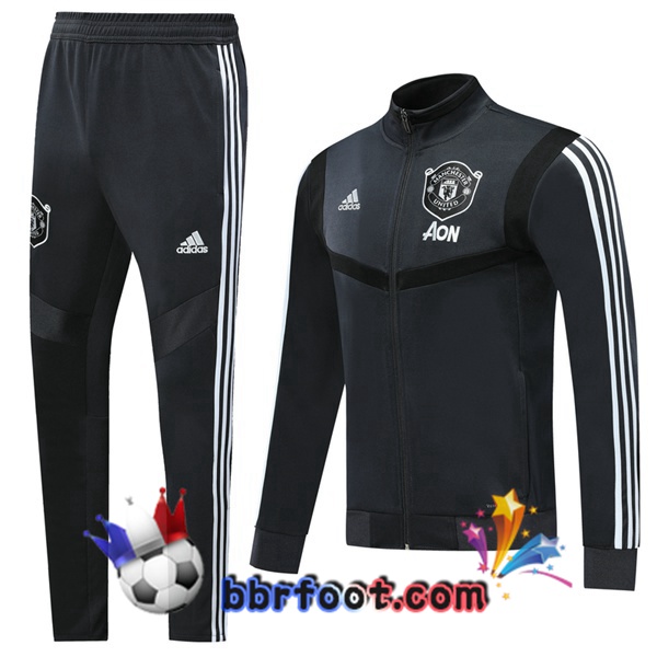 Veste Survetement Foot Manchester United Gris Fonce 19/20