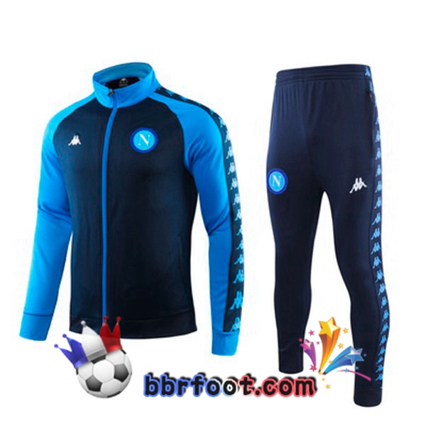 Veste Survetement Foot SSC Naples Bleu Col haut 19/20