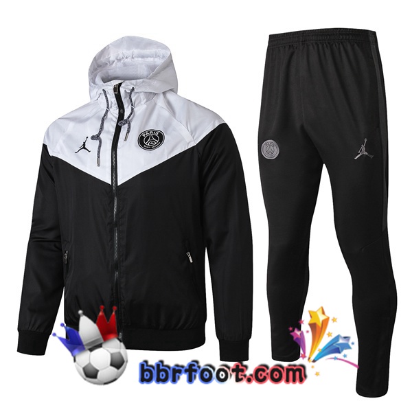 Coupe Vent Survetement Foot PSG Jordan Blanc Noir 19/20