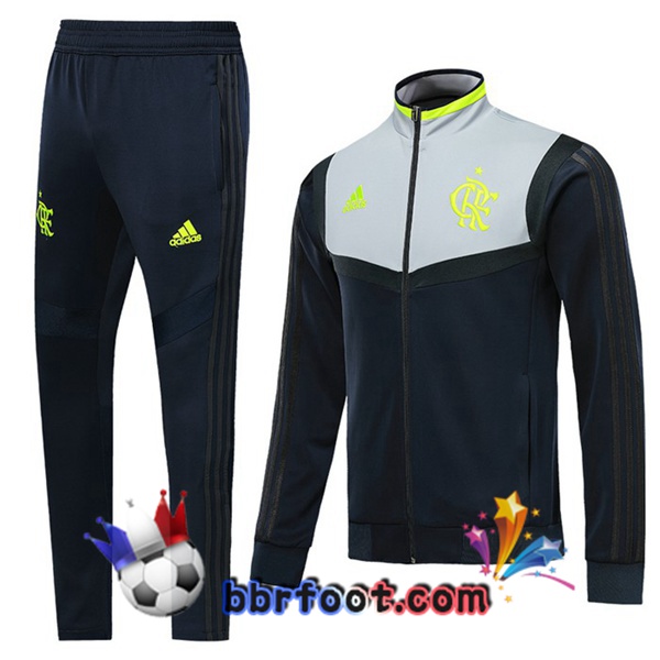 Veste Survetement Foot Flamengo Bleu Fonce Gris 19/20