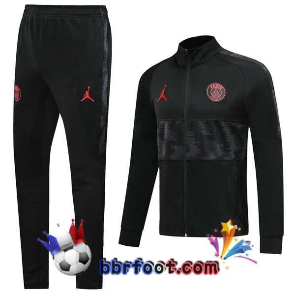 Veste Survetement Foot PSG Jordan Noir Gris 19/20