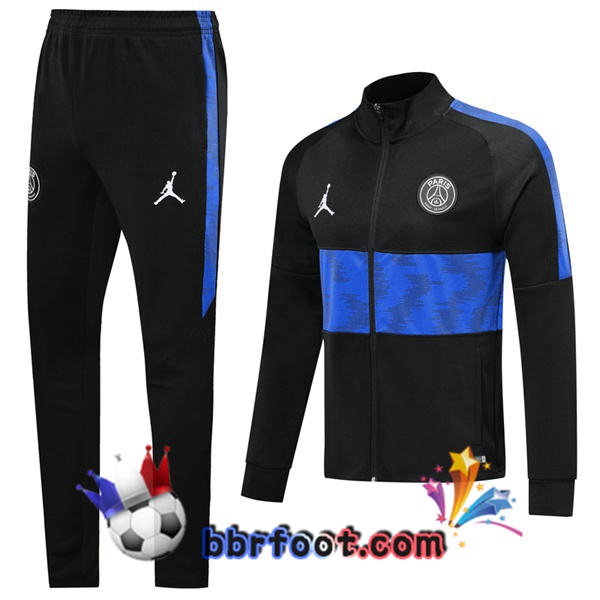 Veste Survetement Foot PSG Jordan Noir Bleu 19/20