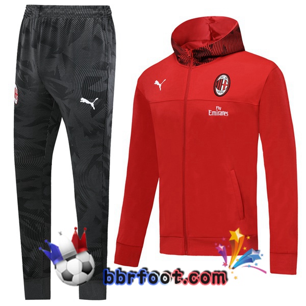 Capuche Survetement Foot AC Milan Rouge 19/20 Capuche Survetement Foot AC Milan Rouge 19/20