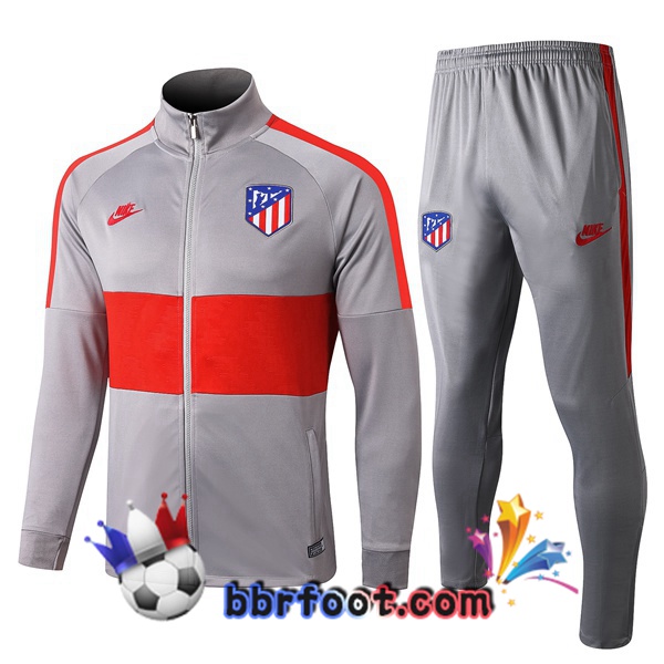 Veste Survetement Foot Atletico Madrid Rouge Gris Clair 19/20