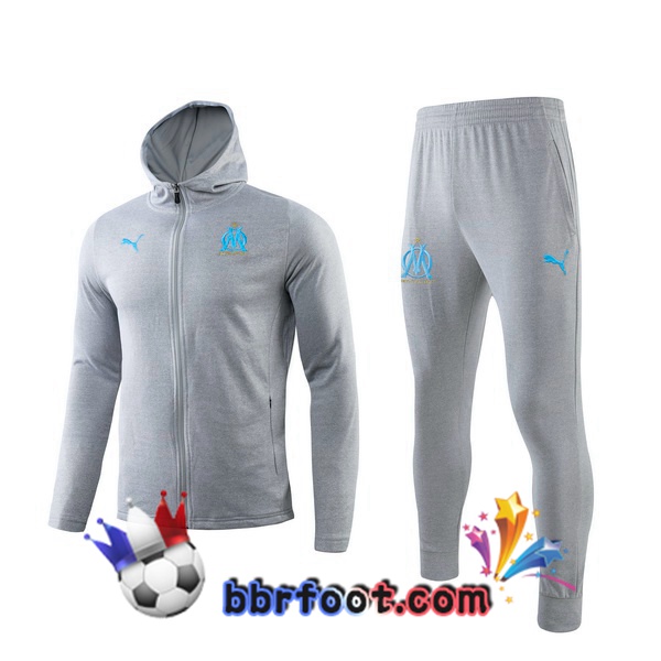 Capuche Survetement Foot Marseille OM Gris 19/20