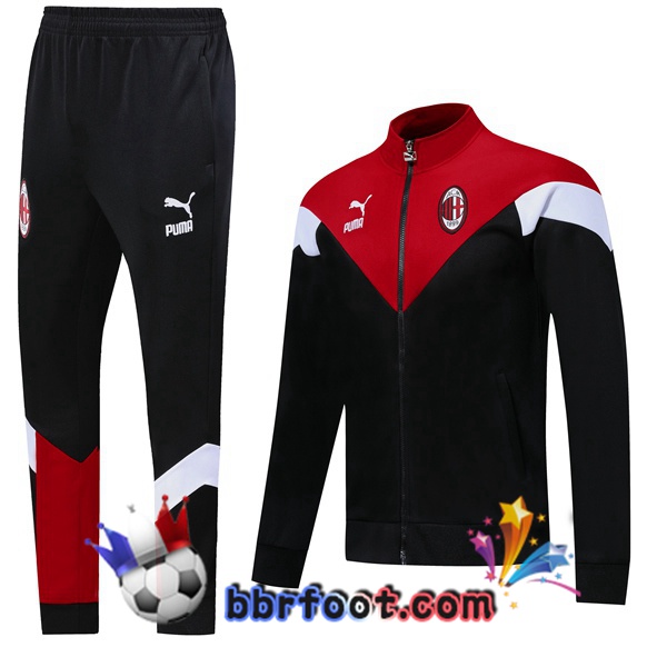 Veste Survetement Foot AC Milan Noir Rouge 19/20