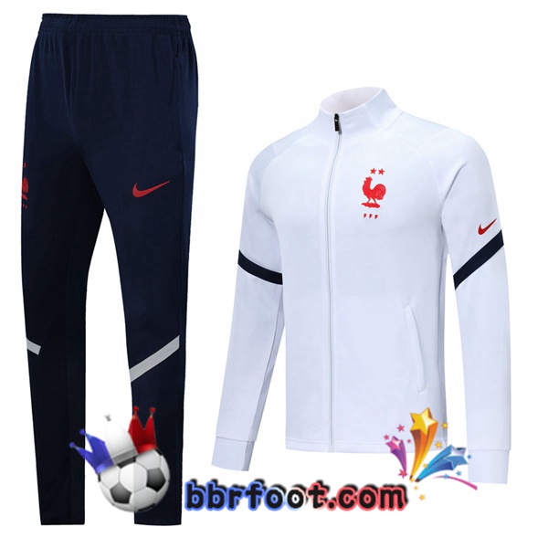 Veste Survetement Foot France Blanc 19/20