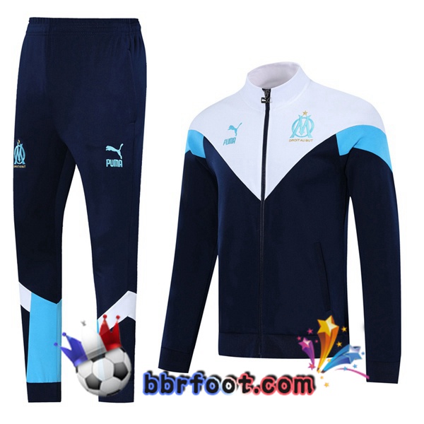 Veste Survetement Foot Marseille OM Bleu Royal Blanc 19/20
