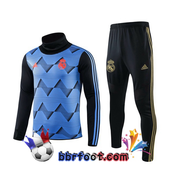 Survetement Foot Real Madrid Bleu Col Haut 19/20