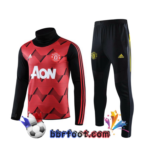 Survetement Foot Manchester United Rouge Col Haut 19/20