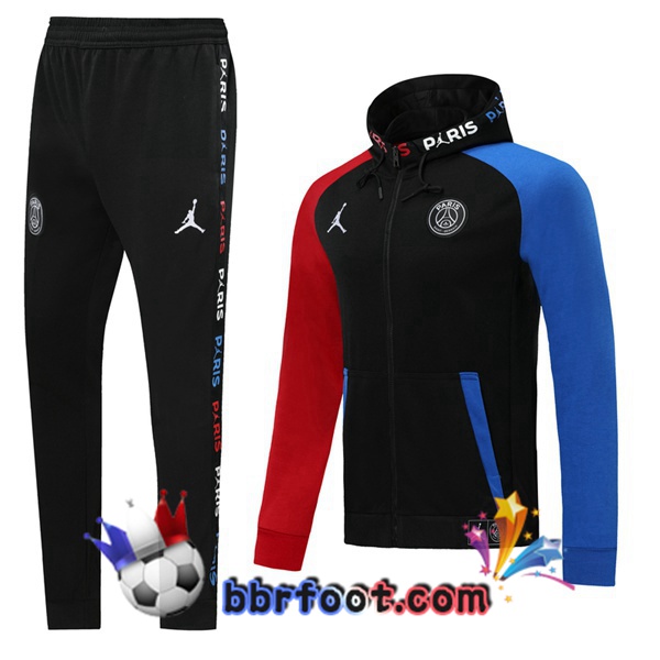 Capuche Survetement Foot Jordan Paris PSG Noir Bleu Rouge 19/20