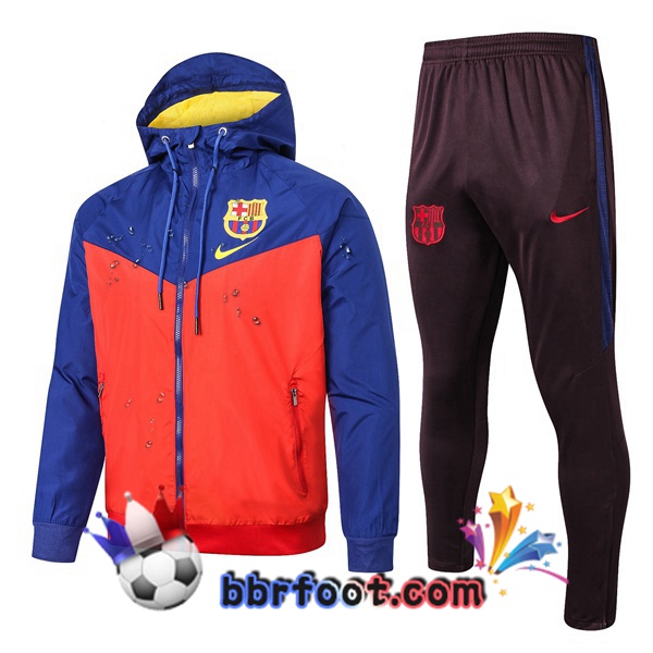 Coupe Vent Survetement Foot FC Barcelone Bleu Orange 19/20