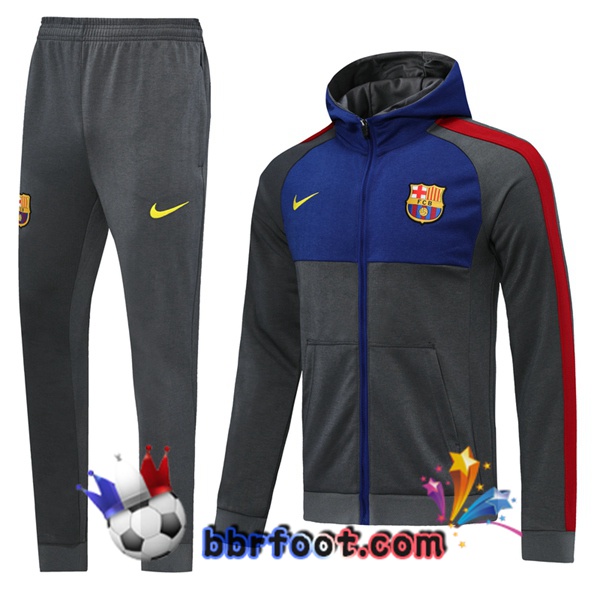Veste A Capuche Survetement Foot FC Barcelone Gris 19/20