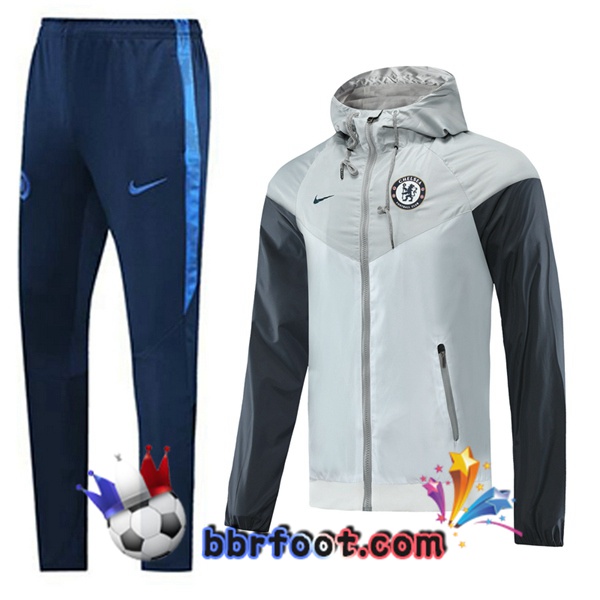 Coupe Vent Survetement Foot FC Chelsea Gris 19/20