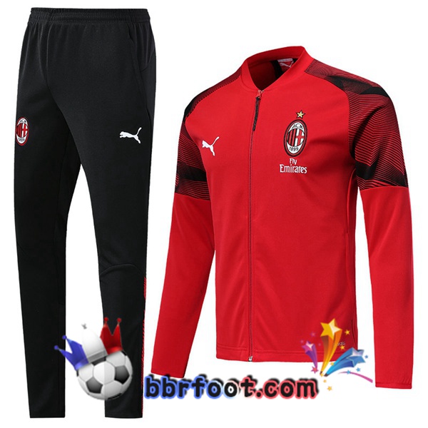 Veste Survetement Foot AC Milan Rouge 19/20