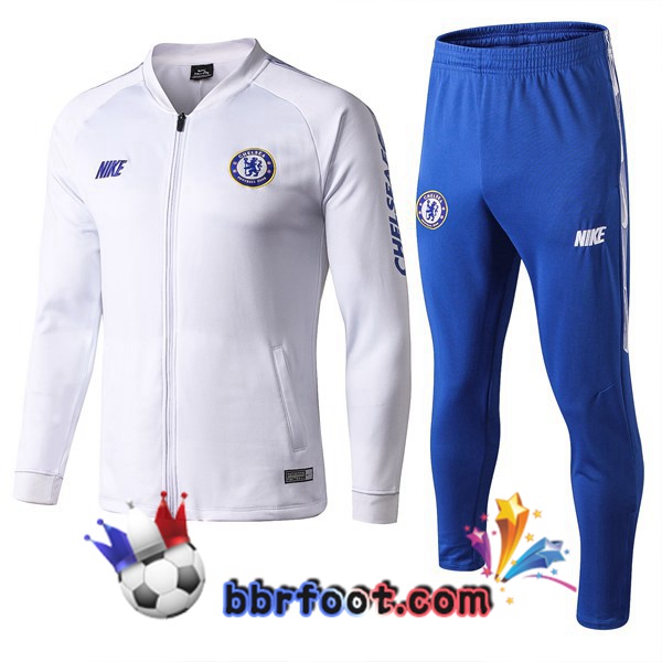 Veste Survetement Foot FC Chelsea Blanc 19/20