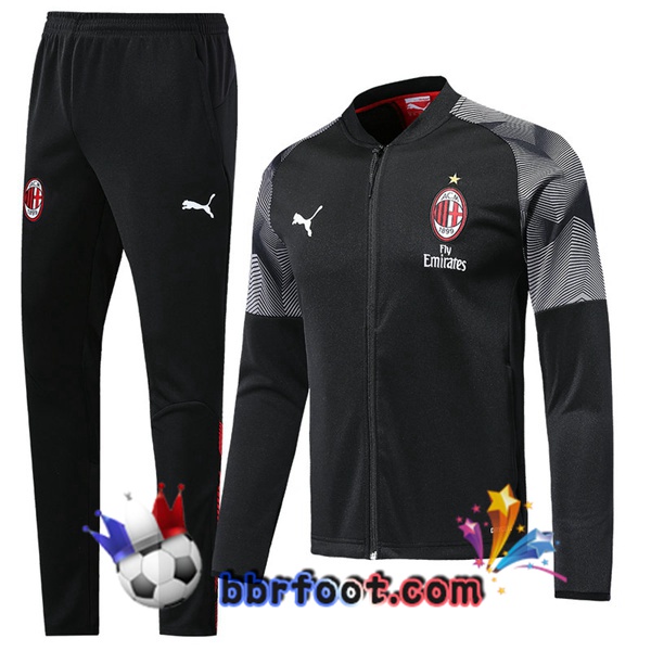 Veste Survetement Foot AC Milan Noir 19/20
